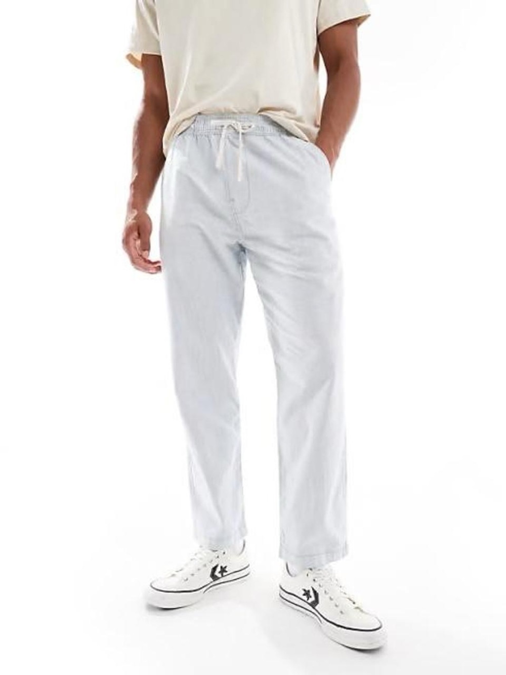 Hollister Co. men’s grey slim straight linen blend pants Size XS